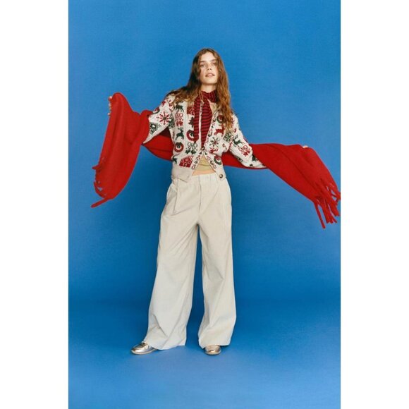 ZARA CHRISTMAS JACQUARD CARDIGAN - Picture 2 of 4